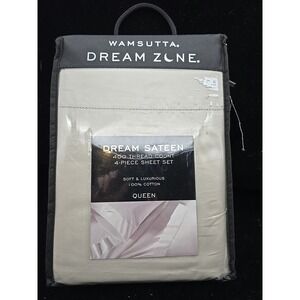 New Wamsutta Dream Zone Sateen Beige 400 TC 4 Piece Cotton Queen Sheet Set